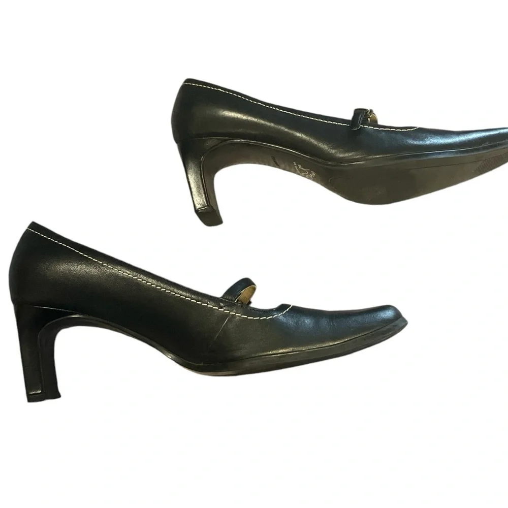 Ipanema Beam Black Leather Mary Jane Pumps Narrow Square Toe Size 6